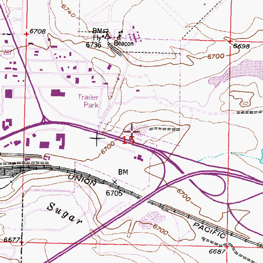 Topographic Map of Wyoming Highway Patrol District 1 Division H, WY