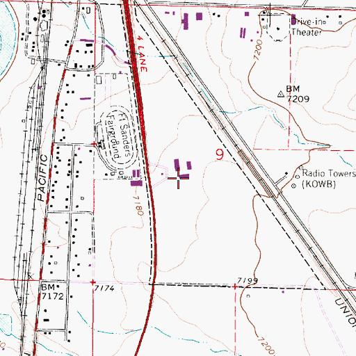 Topographic Map of Wyoming Highway Patrol District 1 Division J, WY