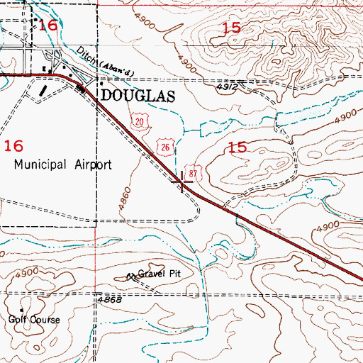 Topographic Map of Wyoming Highway Patrol District 2 Division M, WY