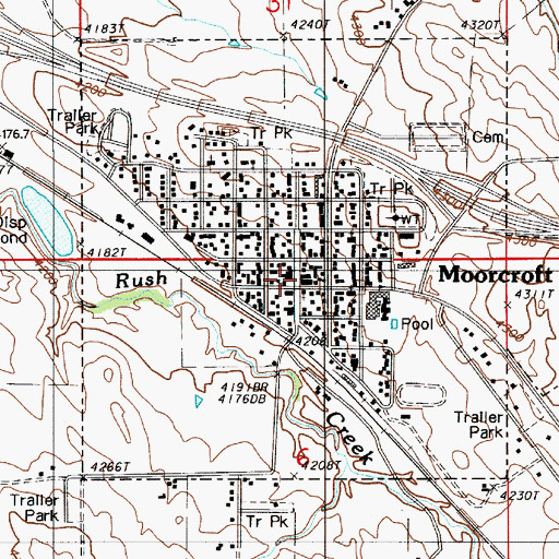 Topographic Map of Moorcroft Police Department, WY