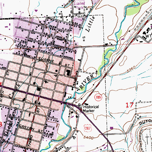 Topographic Map of Fremont County Sheriff's Office, WY