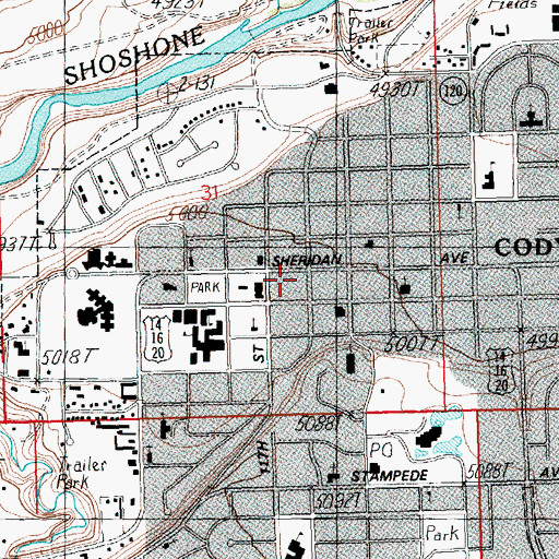 Topographic Map of Wyoming Highway Patrol District 5 Division N, WY