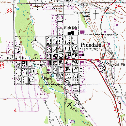 Topographic Map of Wyoming Highway Patrol District 3 Division T, WY