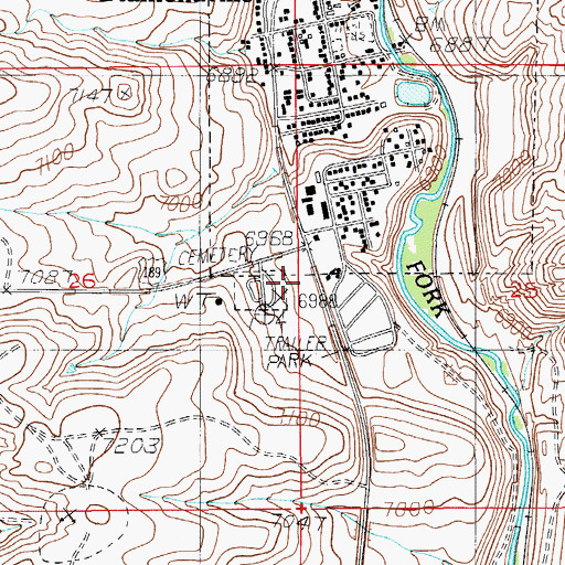 Topographic Map of Diamondville Police Department, WY