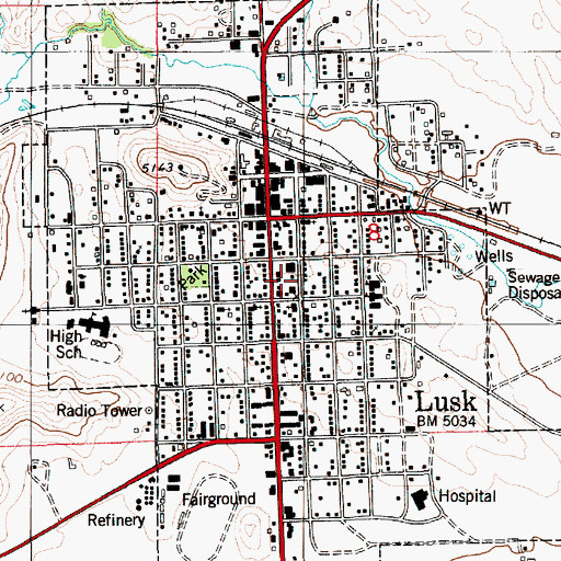 Topographic Map of Niobrara County Sheriff, WY