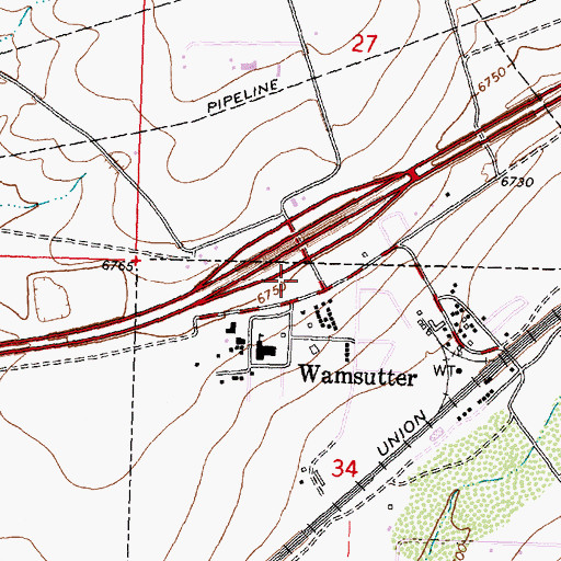 Topographic Map of Wamsutter Police Department, WY