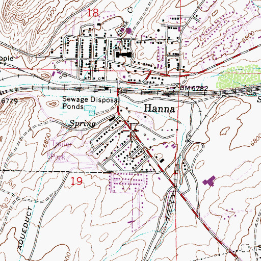 Topographic Map of Hanna Police Department, WY