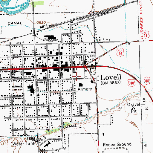 Topographic Map of Lovell Police Department, WY