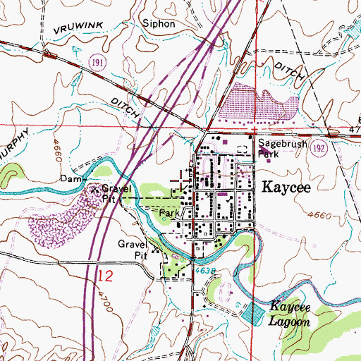 Topographic Map of Kaycee Police Department, WY