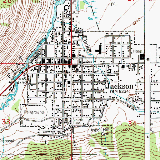 Topographic Map of Teton County Sheriff's Office, WY