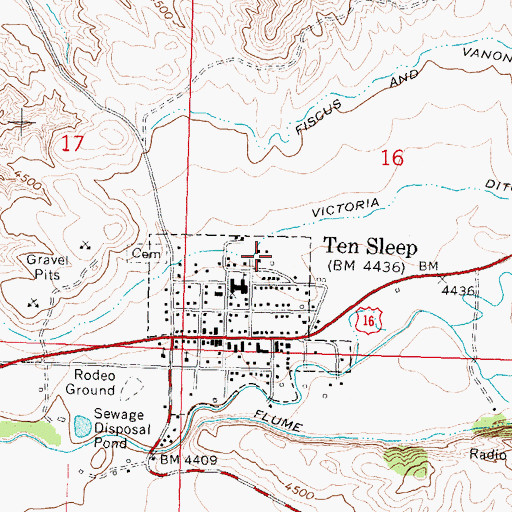 Topographic Map of Washakie County Sheriff's Office, WY