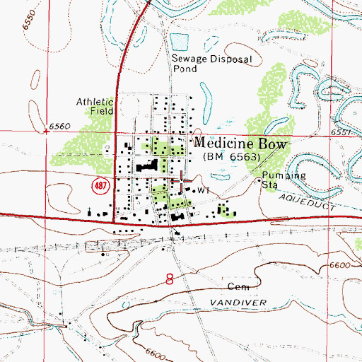 Topographic Map of Carbon County Sheriff's Office Medicine Bow, WY