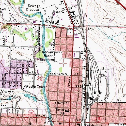 Topographic Map of Sheridan Police Department, WY