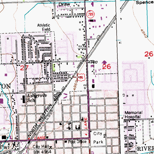 Topographic Map of Riverton City Police Department, WY