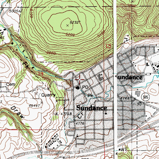 Topographic Map of Sundance Police Department, WY