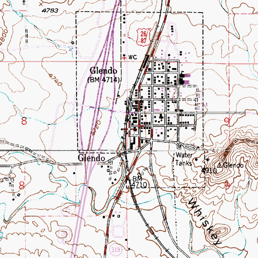 Topographic Map of Glendo Police Department, WY