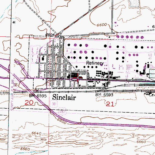 Topographic Map of Sinclair Police Department, WY