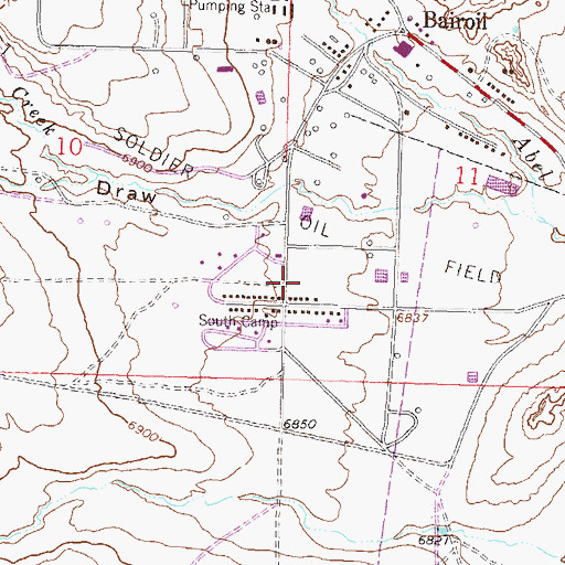 Topographic Map of Bairoil Police Department, WY