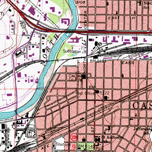 Topographic Map of Casper Police Department, WY