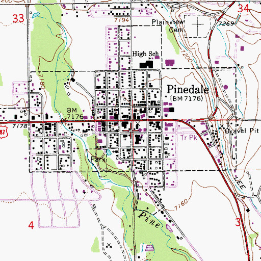 Topographic Map of Sublett County Sheriff's Office Pinedale, WY