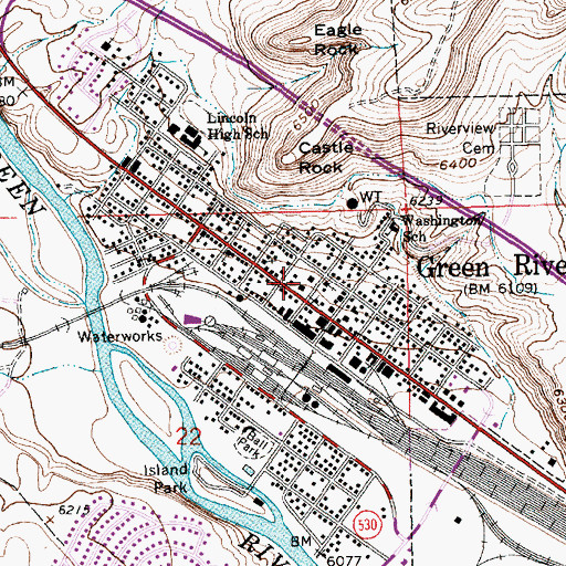 Topographic Map of Sweetwater County Sheriff's Office, WY