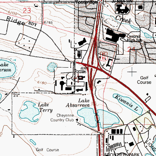 Topographic Map of Wyoming Highway Patrol District 1 Division A, WY