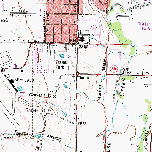 Topographic Map of Wyoming Highway Patrol District 4 - Sheridan, WY