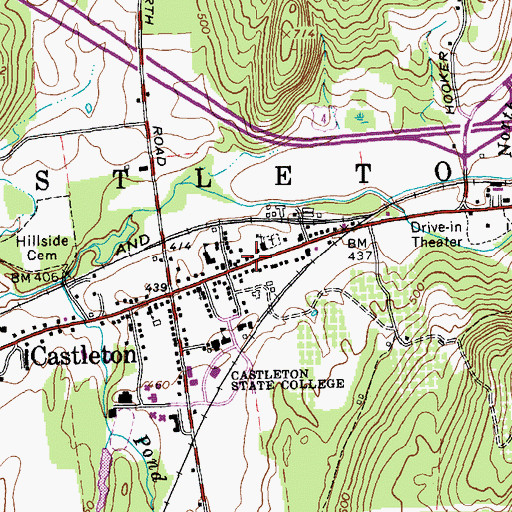 Topographic Map of Castleton Police Department, VT
