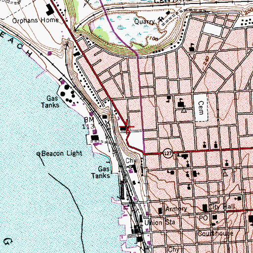 Topographic Map of Burlington Police Department, VT