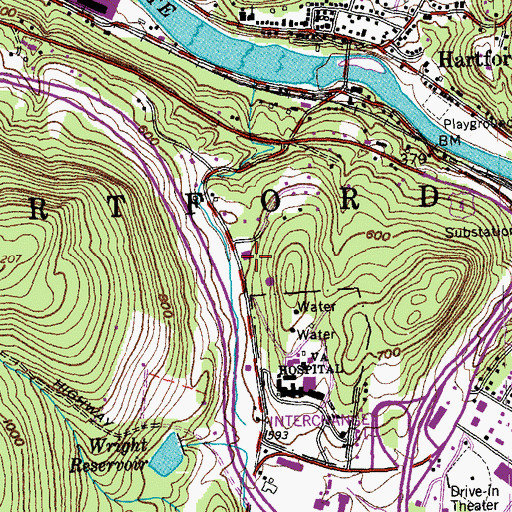 Topographic Map of Hartford Police Department, VT