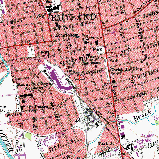 Topographic Map of Rutland Police Department, VT