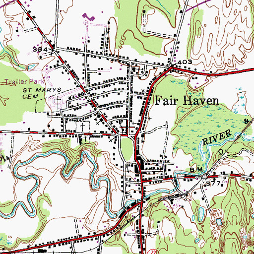 Topographic Map of Fair Haven Police Department, VT