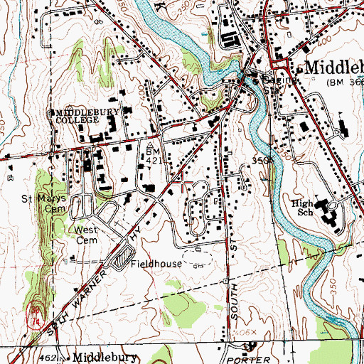 Topographic Map of Middlebury College Department of Public Safety, VT