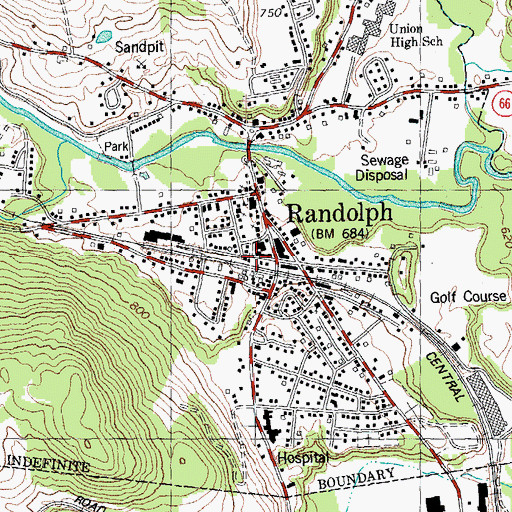 Topographic Map of Randolph Police Department, VT