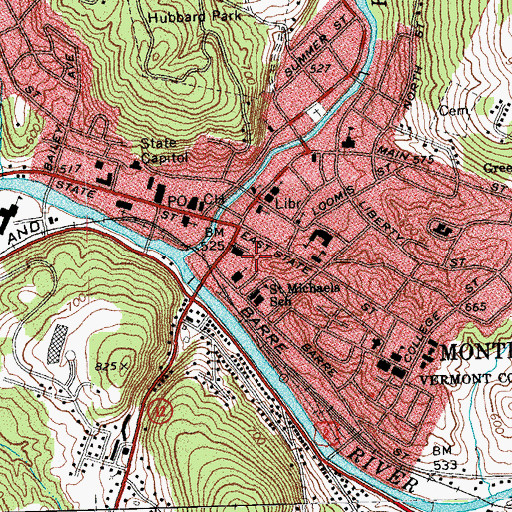 Topographic Map of Montpelier City Police Department, VT