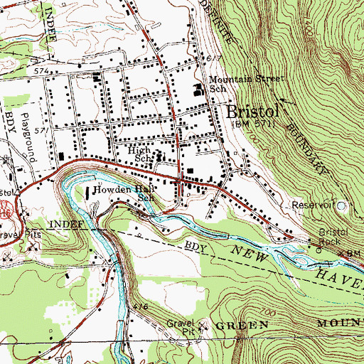 Topographic Map of Bristol Police Department, VT