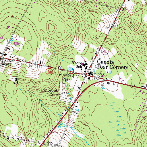 Topographic Map of Candia Police Dept, NH