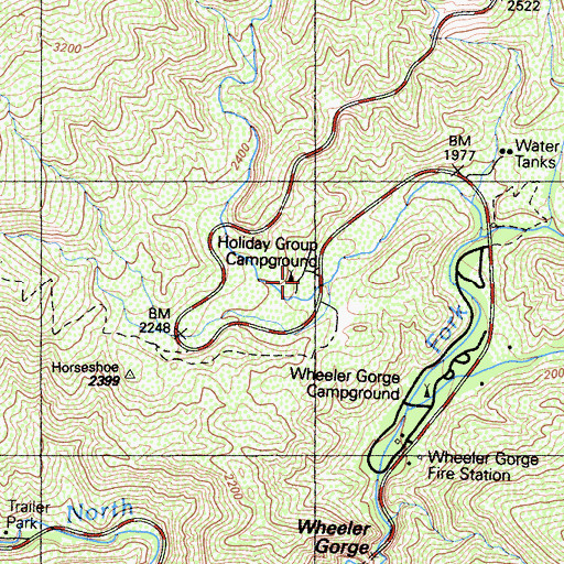 Topographic Map of Holiday Camp, CA
