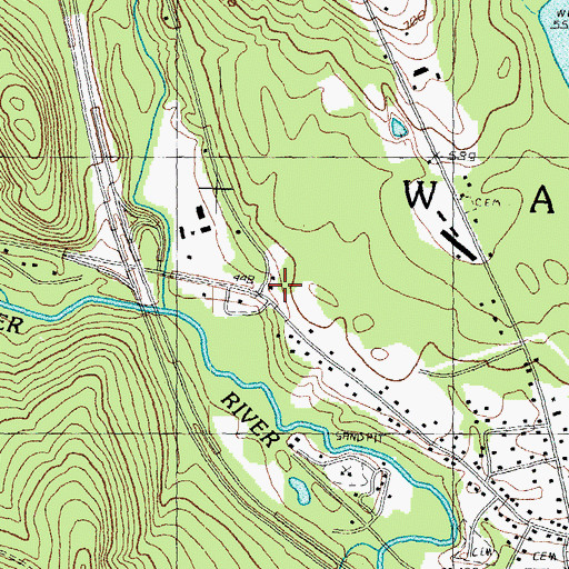 Topographic Map of Warner Police Department, NH