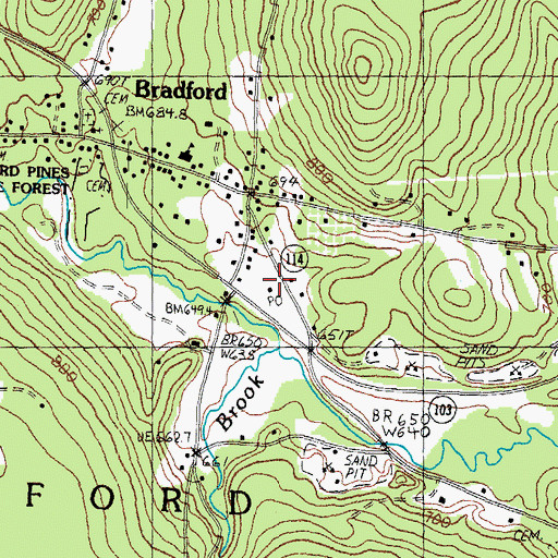Topographic Map of Bradford Police Dept, NH