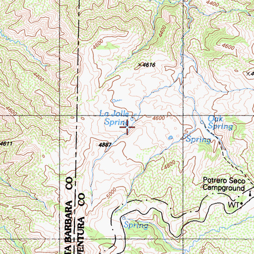 Topographic Map of LaJolla Springs, CA