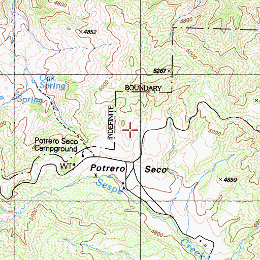 Topographic Map of Oak Springs, CA