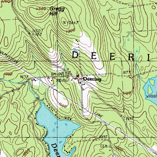 Topographic Map of Deering Police Department, NH