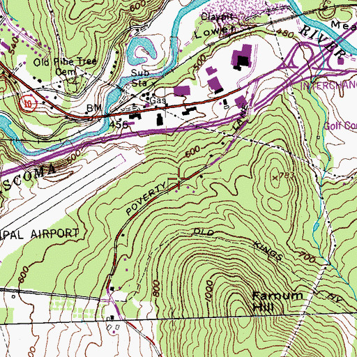 Topographic Map of Lebanon Police Department, NH