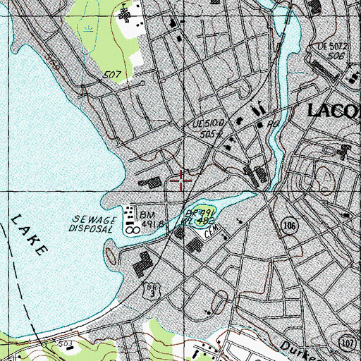 Topographic Map of Laconia Police Department, NH