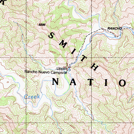 Topographic Map of Upper Rancho Nuevo Campground, CA