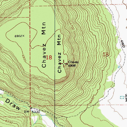 Topographic Map of Chavez Mountain, AZ