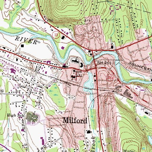 Topographic Map of Milford Police Dept, NH