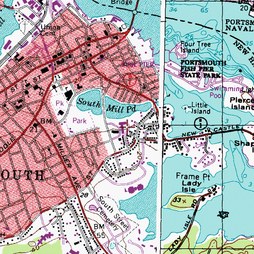Topographic Map of Portsmouth Police Department, NH