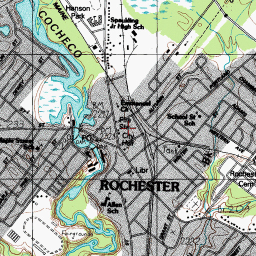 Topographic Map of Rochester Police Dept, NH